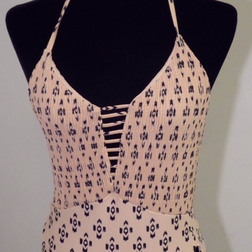 Tori Praver one piece halter swimsuit.